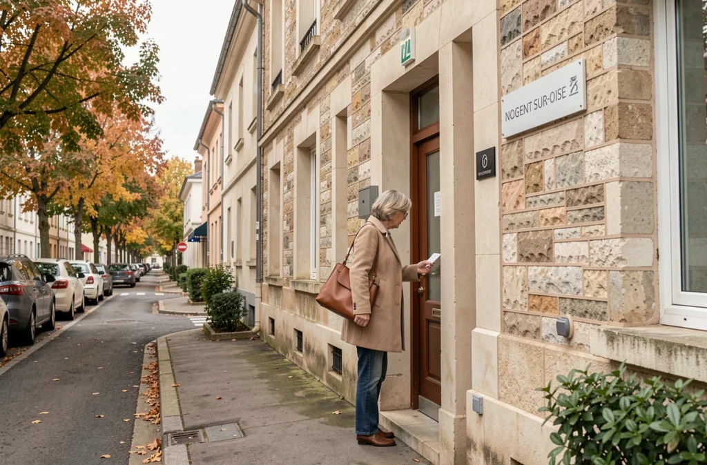 Entrée du Centre Dentaire de Nogent-sur-Oise avec une patiente arrivant à son rendez-vous
